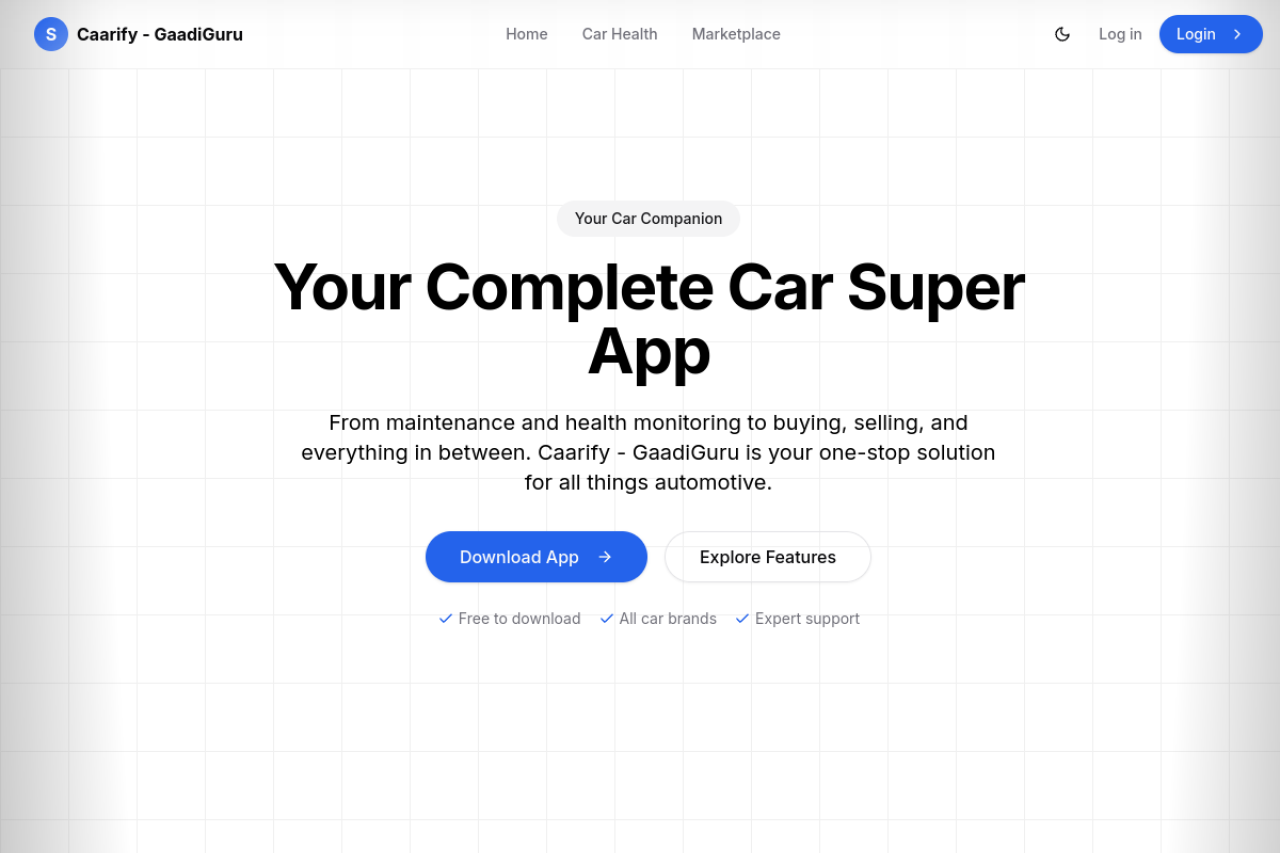 GaadiGuru landing page